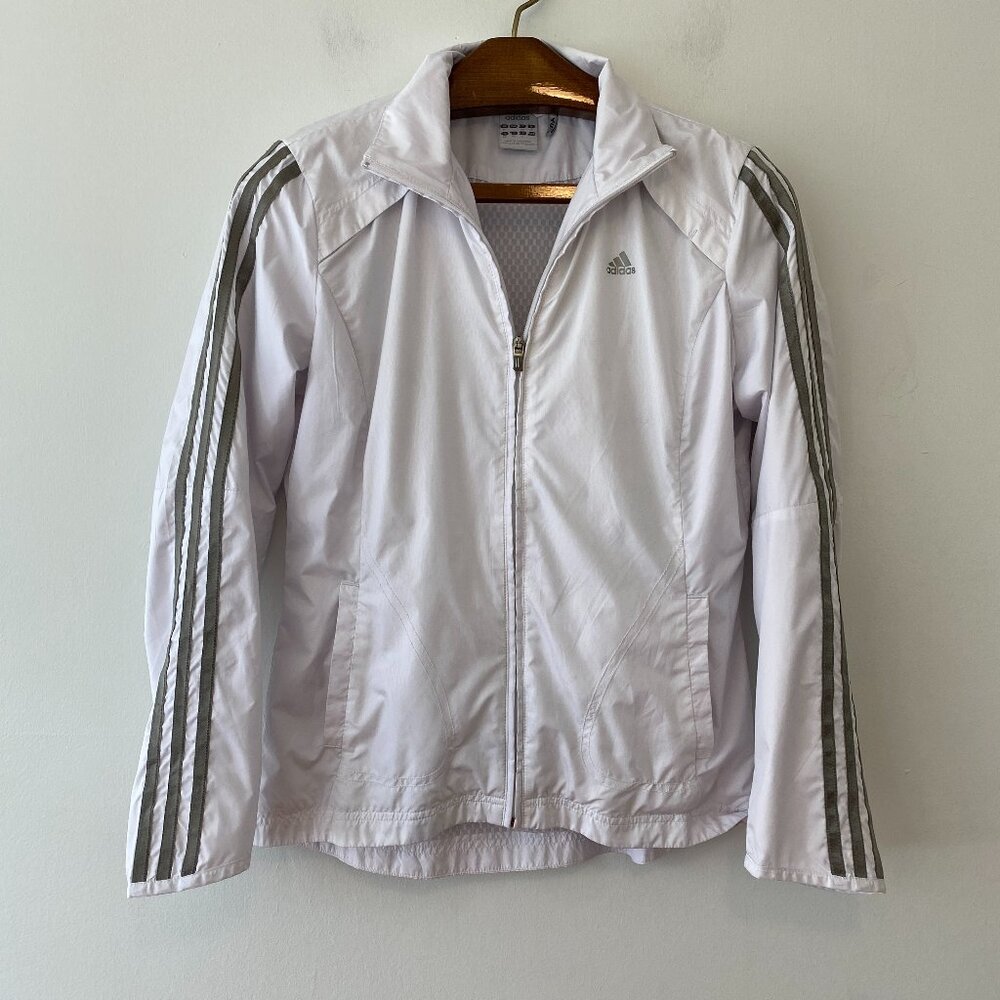 Adidas Climaproof Womens Zip Jacket Womens US 8 White Silver Vented